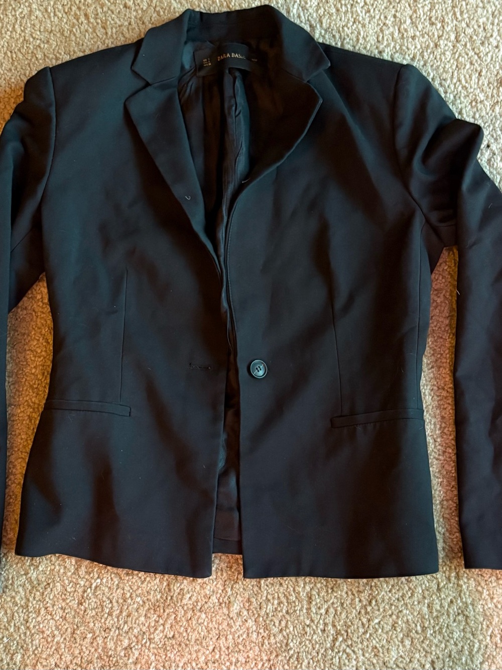 ZARA BASIC Black Fitted Single Button Suit Blazer S